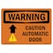 Signmission OSHA Warning Sign, 7" H, Rigid Plastic, Caution Automatic Door (Up Arrow) With Symbol, Landscape OS-WS-P-710-L-12002 - alternate 1